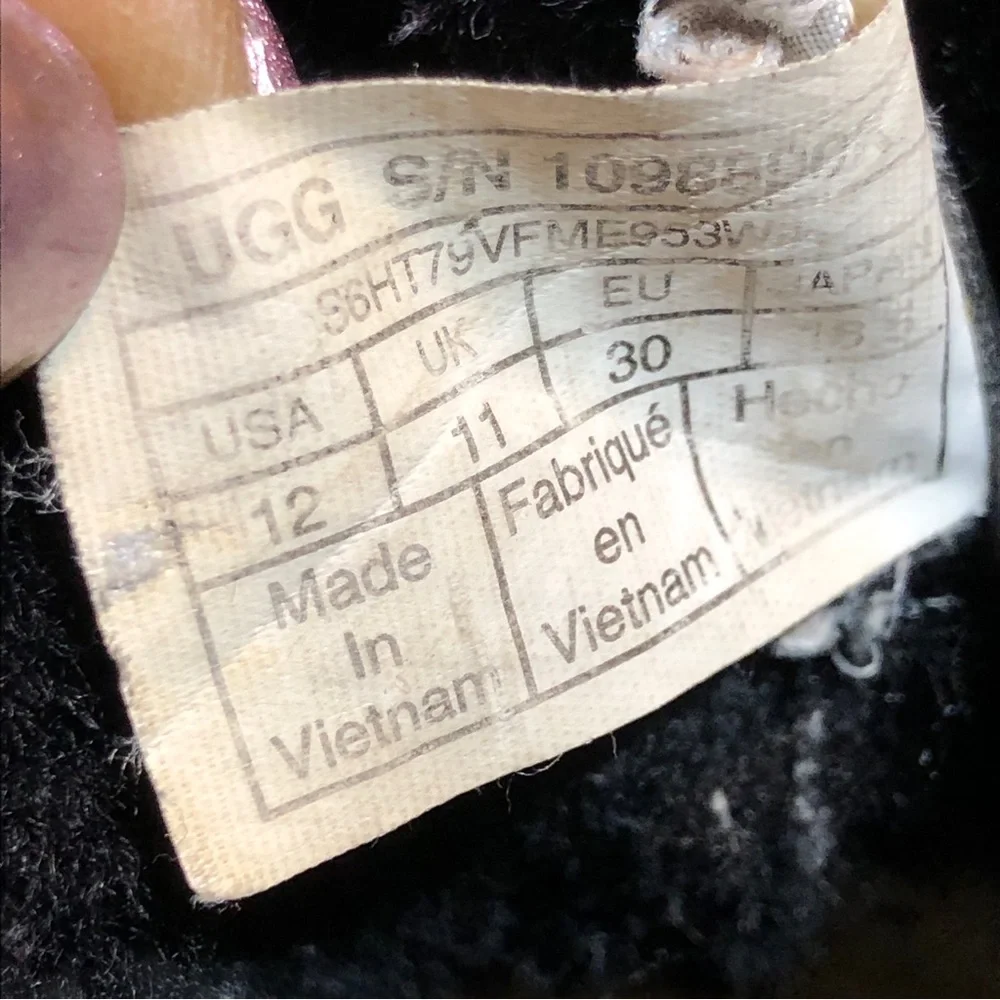 UGG Butte ll Black Leather Toddlers Boots Size 12
